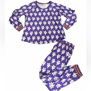 Disney Mickey Mouse Ghost Halloween Purple Orange Pajama Set Womens Sz 2XL 💜
